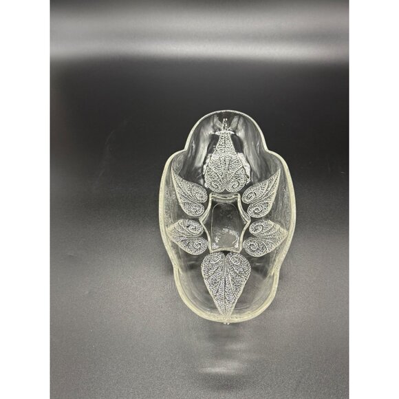 Vintage Anchor Hocking Clear Glass Oblong Relish Dish With Renaissance Leaf Desi - Picture 10 of 12